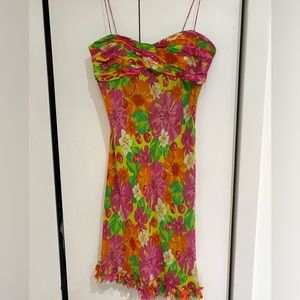 Vintage Muse 100% Silk Floral Dress Size 6